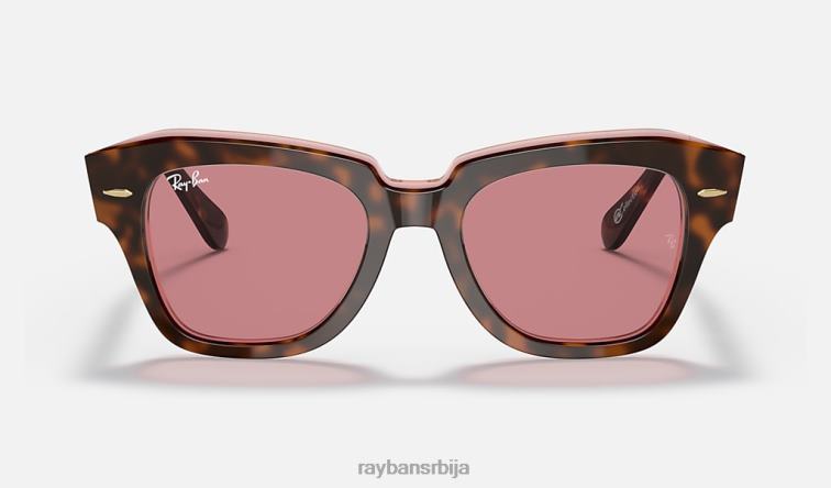 Ray-Ban државна улична збирка P0HP1192 наочаре за сунце полирана хавана на провидном розе/љубичастом фотохромском мушкарци