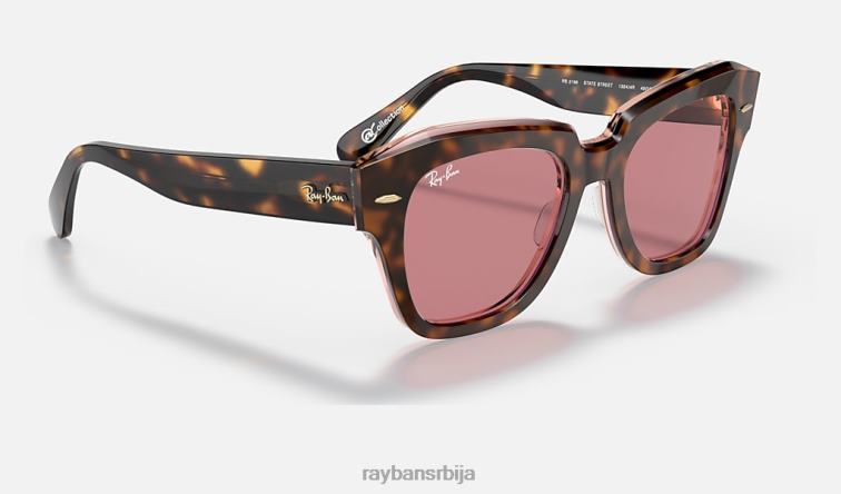 Ray-Ban државна улична збирка P0HP1192 наочаре за сунце полирана хавана на провидном розе/љубичастом фотохромском мушкарци