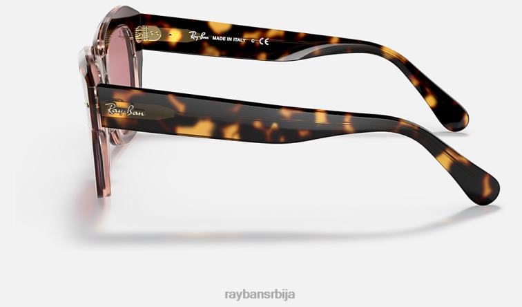 Ray-Ban државна улична збирка P0HP1192 наочаре за сунце полирана хавана на провидном розе/љубичастом фотохромском мушкарци