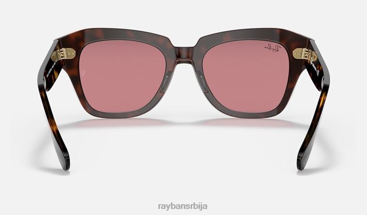 Ray-Ban државна улична збирка P0HP1192 наочаре за сунце полирана хавана на провидном розе/љубичастом фотохромском мушкарци