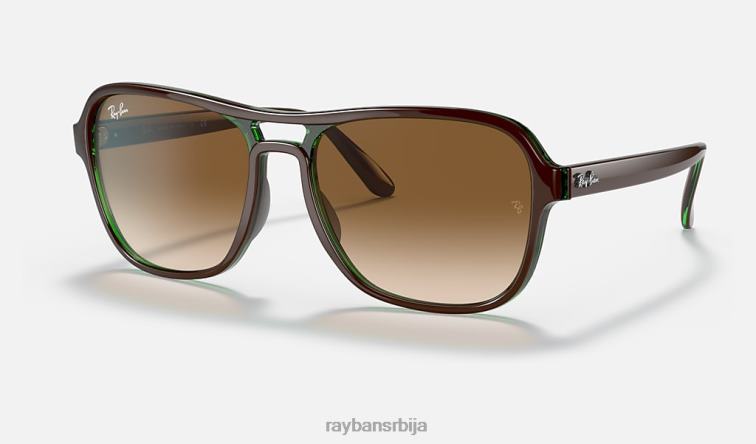 Ray-Ban државна страна P0HP1231 наочаре за сунце полирано браон на зелено/браон мушкарци