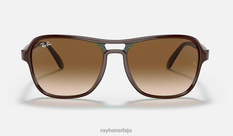 Ray-Ban државна страна P0HP1231 наочаре за сунце полирано браон на зелено/браон мушкарци
