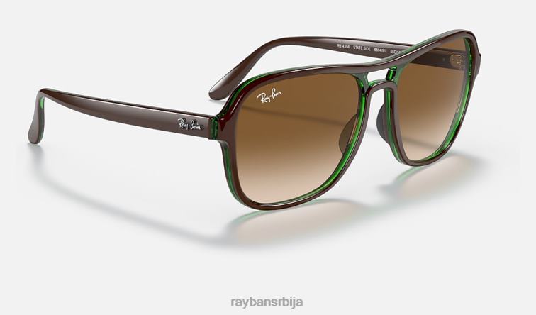 Ray-Ban државна страна P0HP1231 наочаре за сунце полирано браон на зелено/браон мушкарци