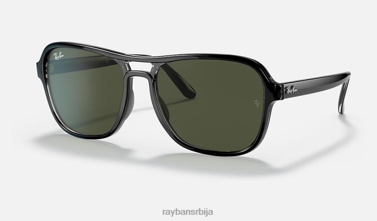 Ray-Ban државна страна P0HP1233 наочаре за сунце полирана црно/зелена мушкарци