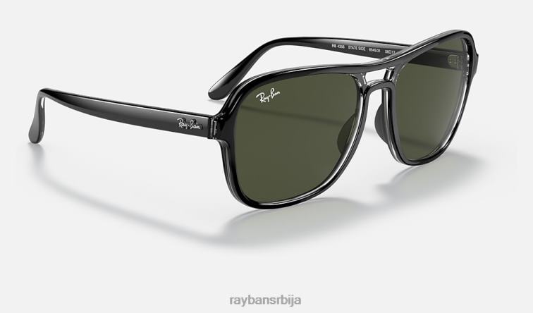 Ray-Ban државна страна P0HP1233 наочаре за сунце полирана црно/зелена мушкарци