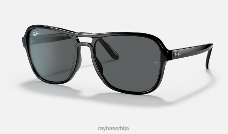 Ray-Ban државна страна P0HP1234 наочаре за сунце полирана црна/тамно сива мушкарци