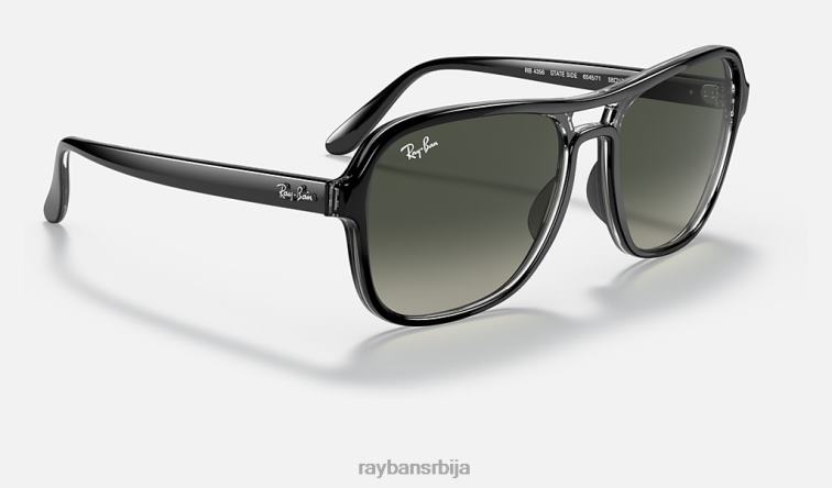 Ray-Ban државна страна P0HP1236 наочаре за сунце полирана црно/сива мушкарци