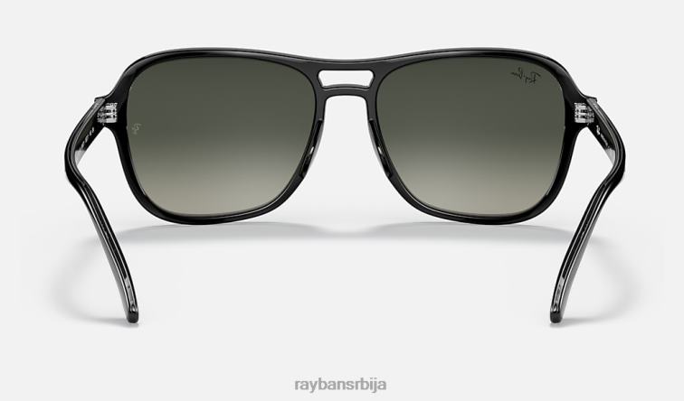 Ray-Ban државна страна P0HP1236 наочаре за сунце полирана црно/сива мушкарци