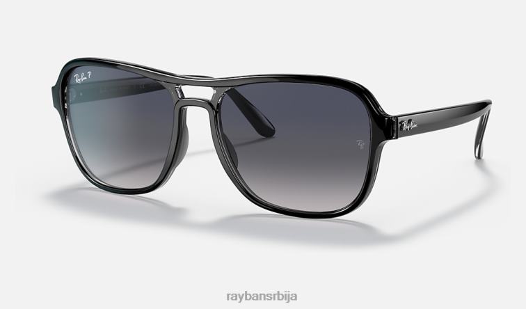 Ray-Ban државна страна P0HP1237 наочаре за сунце полирана црна/плава/сива мушкарци