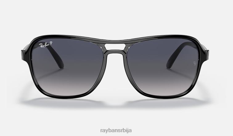 Ray-Ban државна страна P0HP1237 наочаре за сунце полирана црна/плава/сива мушкарци