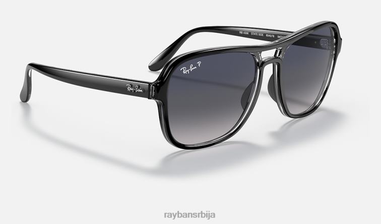 Ray-Ban државна страна P0HP1237 наочаре за сунце полирана црна/плава/сива мушкарци