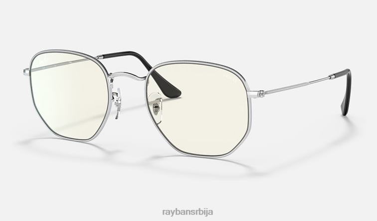 Ray-Ban хексагонално плаво-светло јасно еволуирати P0HP1247 наочаре за сунце полирано сребрно/сиво мушкарци