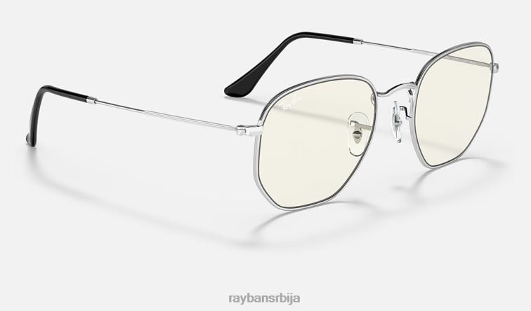 Ray-Ban хексагонално плаво-светло јасно еволуирати P0HP1247 наочаре за сунце полирано сребрно/сиво мушкарци