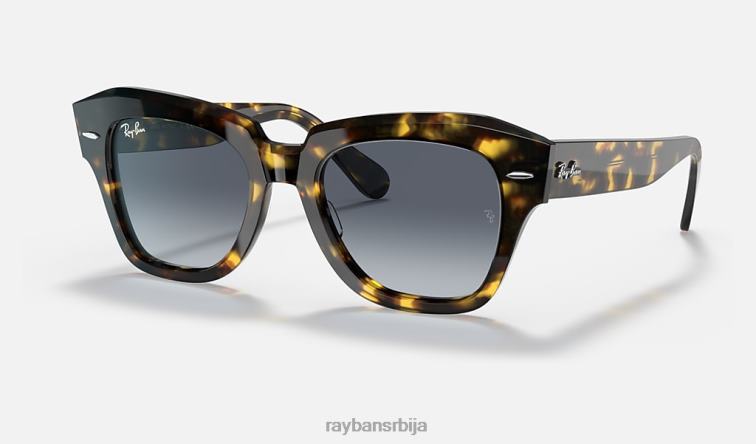 Ray-Ban државна улица флек P0HP1334 наочаре за сунце полирана жута хавана/плава мушкарци