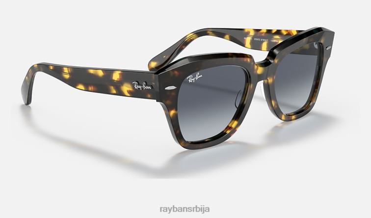 Ray-Ban државна улица флек P0HP1334 наочаре за сунце полирана жута хавана/плава мушкарци