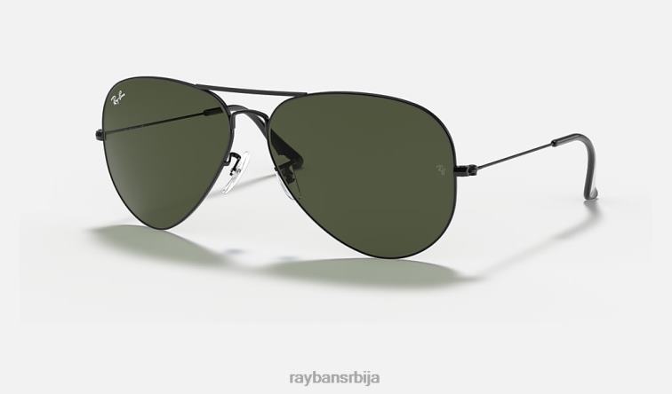 Ray-Ban авијатичар велики метал ии P0HP1383 наочаре за сунце полирана црно/зелена мушкарци