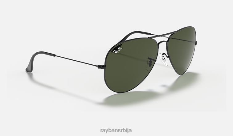 Ray-Ban авијатичар велики метал ии P0HP1383 наочаре за сунце полирана црно/зелена мушкарци