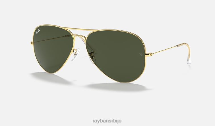 Ray-Ban авијатичар велики метал ии P0HP1384 наочаре за сунце полирано златно/зелено мушкарци