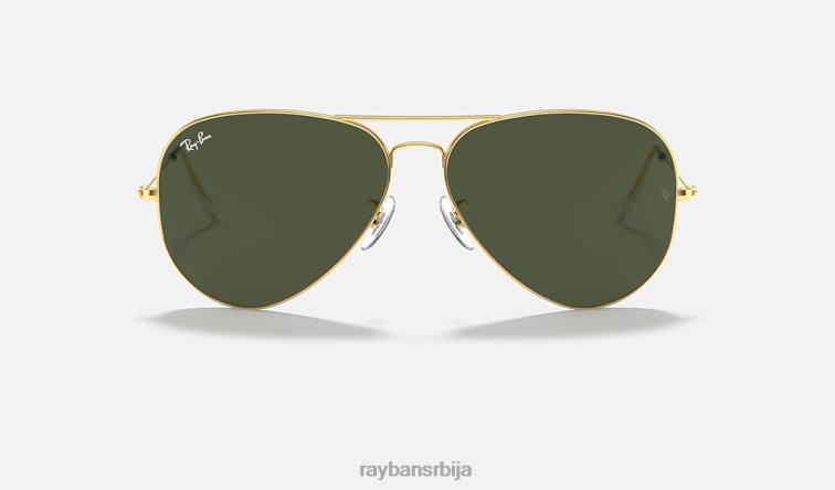 Ray-Ban авијатичар велики метал ии P0HP1384 наочаре за сунце полирано златно/зелено мушкарци