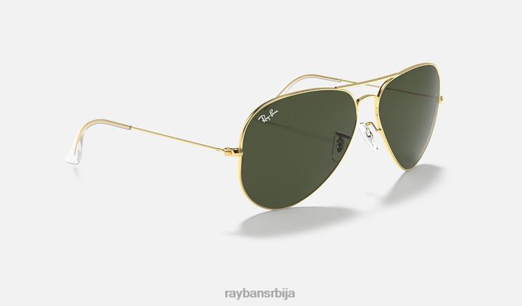 Ray-Ban авијатичар велики метал ии P0HP1384 наочаре за сунце полирано златно/зелено мушкарци
