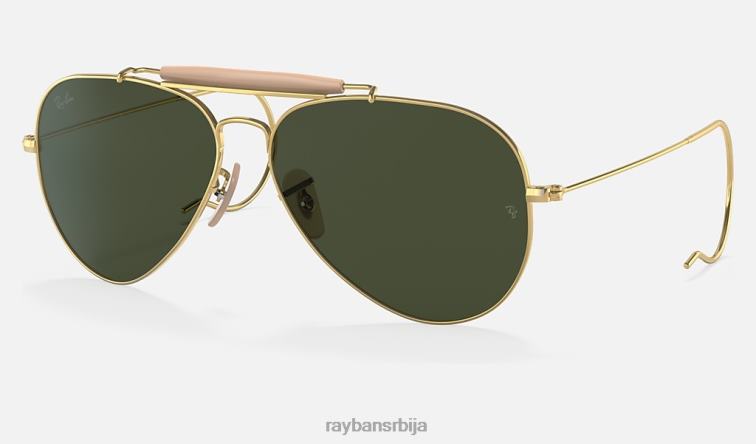 Ray-Ban оутдоорсман | колекција авијације P0HP1388 наочаре за сунце полирано златно/зелено мушкарци