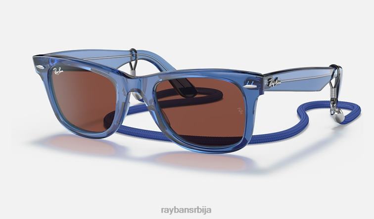 Ray-Ban оригинални колор блок путева P0HP1392 наочаре за сунце полирана провидна плава/црвена мушкарци