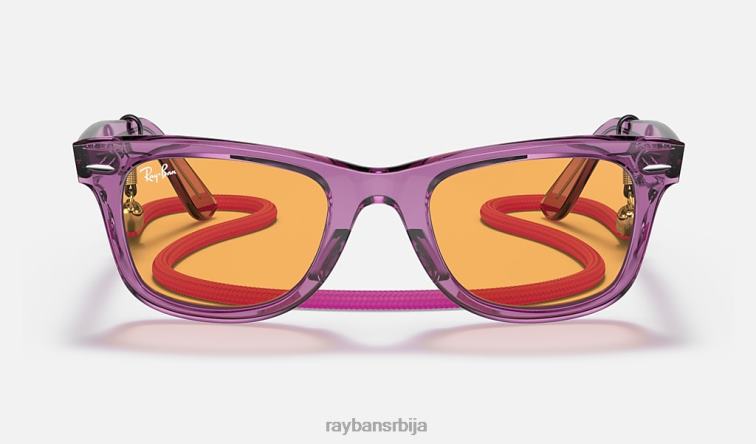 Ray-Ban оригинални колор блок путева P0HP1393 наочаре за сунце полирана провидна љубичаста/наранџаста мушкарци