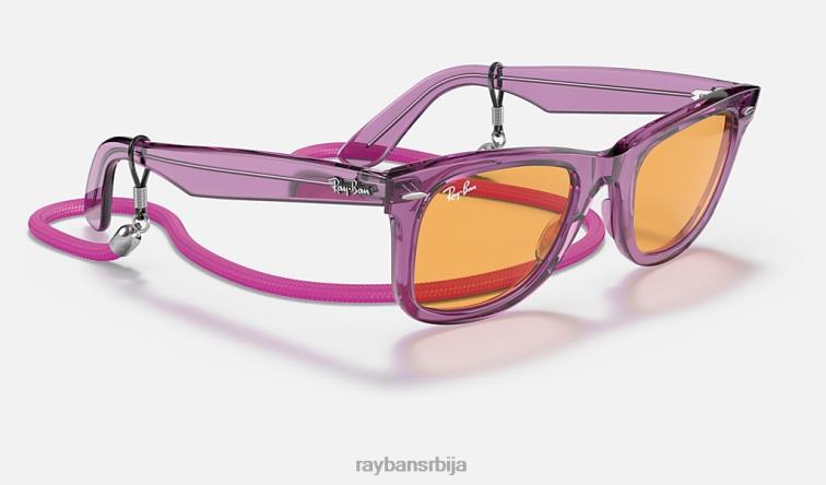 Ray-Ban оригинални колор блок путева P0HP1393 наочаре за сунце полирана провидна љубичаста/наранџаста мушкарци