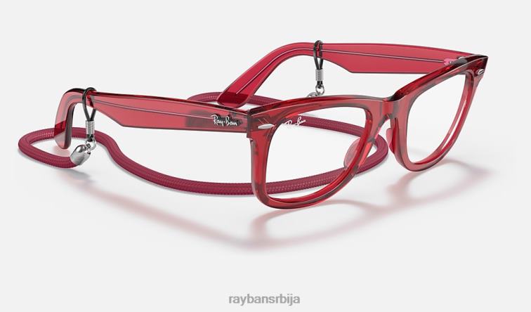 Ray-Ban оригинални путеви колорблоцк прелази P0HP1400 наочаре за сунце полирана провидна црвена/провидно плава мушкарци