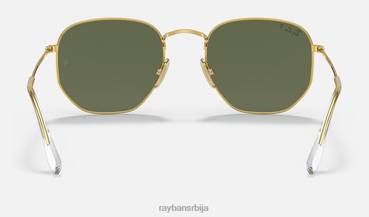 Ray-Ban хексагонални титанијум P0HP1406 наочаре за сунце полирано златно/зелено мушкарци