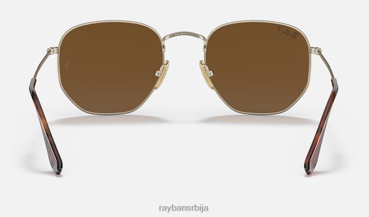 Ray-Ban хексагонални титанијум P0HP1407 наочаре за сунце полирано злато/браон мушкарци