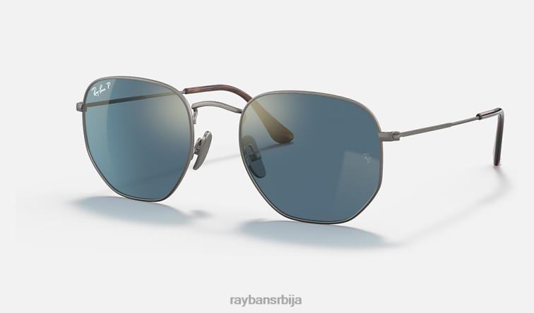 Ray-Ban хексагонални титанијум P0HP1408 наочаре за сунце углачан гунметал/плаво мушкарци
