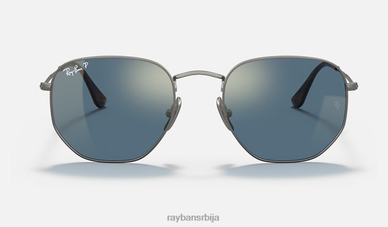 Ray-Ban хексагонални титанијум P0HP1408 наочаре за сунце углачан гунметал/плаво мушкарци