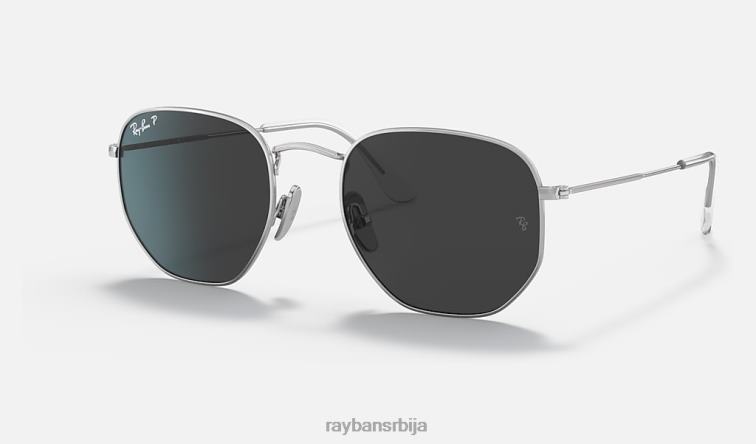Ray-Ban хексагонални титанијум P0HP1409 наочаре за сунце полирано сребрно/сиво мушкарци