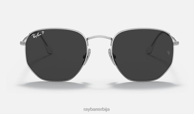 Ray-Ban хексагонални титанијум P0HP1409 наочаре за сунце полирано сребрно/сиво мушкарци