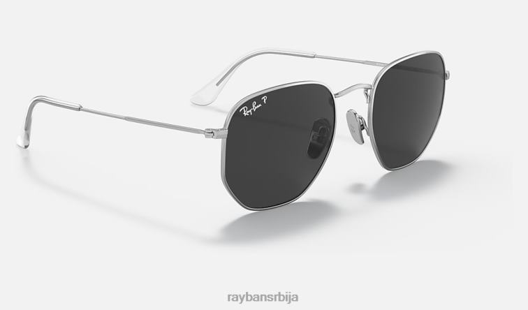 Ray-Ban хексагонални титанијум P0HP1409 наочаре за сунце полирано сребрно/сиво мушкарци