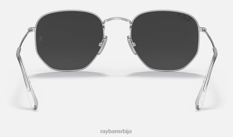 Ray-Ban хексагонални титанијум P0HP1409 наочаре за сунце полирано сребрно/сиво мушкарци