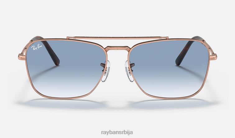 Ray-Ban нови караван P0HP140 наочаре за сунце полирано ружичасто злато/плаво мушкарци