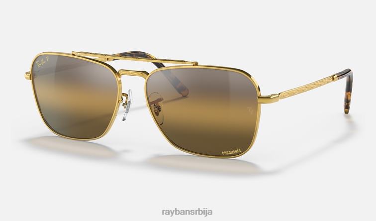 Ray-Ban нови караван P0HP142 наочаре за сунце полирано злато/сребро/браон мушкарци