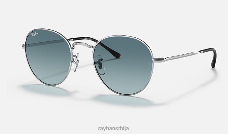 Ray-Ban Давид P0HP1428 наочаре за сунце полирано сребрно/плаво мушкарци