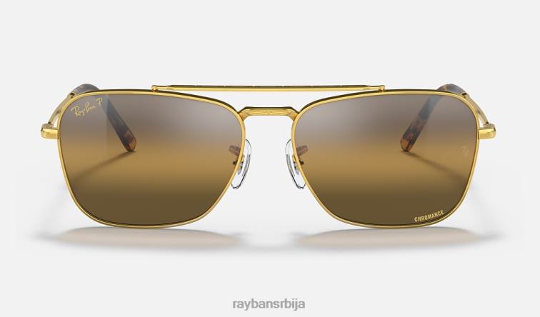 Ray-Ban нови караван P0HP142 наочаре за сунце полирано злато/сребро/браон мушкарци