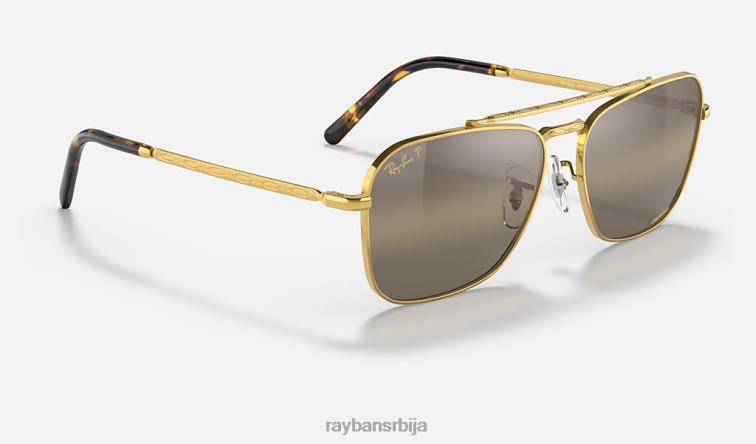 Ray-Ban нови караван P0HP142 наочаре за сунце полирано злато/сребро/браон мушкарци