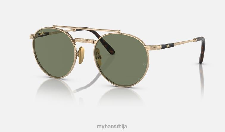 Ray-Ban роунд ии титанијум P0HP1458 наочаре за сунце полирано златно/зелено мушкарци