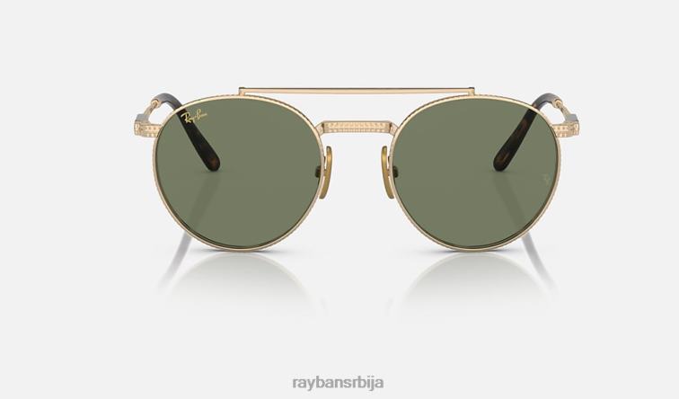 Ray-Ban роунд ии титанијум P0HP1458 наочаре за сунце полирано златно/зелено мушкарци