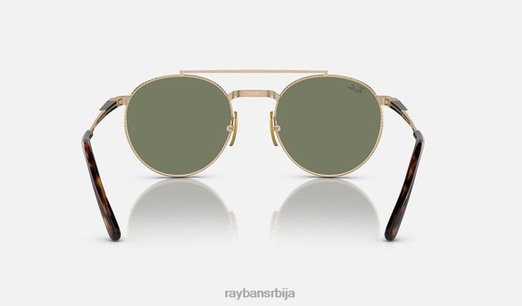 Ray-Ban роунд ии титанијум P0HP1458 наочаре за сунце полирано златно/зелено мушкарци