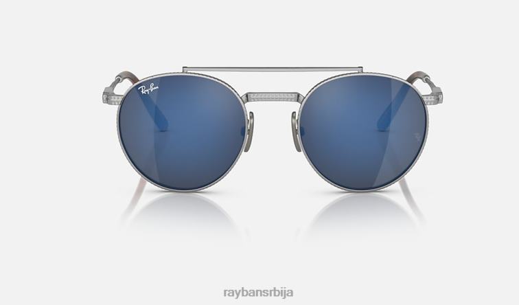 Ray-Ban роунд ии титанијум P0HP1459 наочаре за сунце полирано сребрно/сиво плаво мушкарци