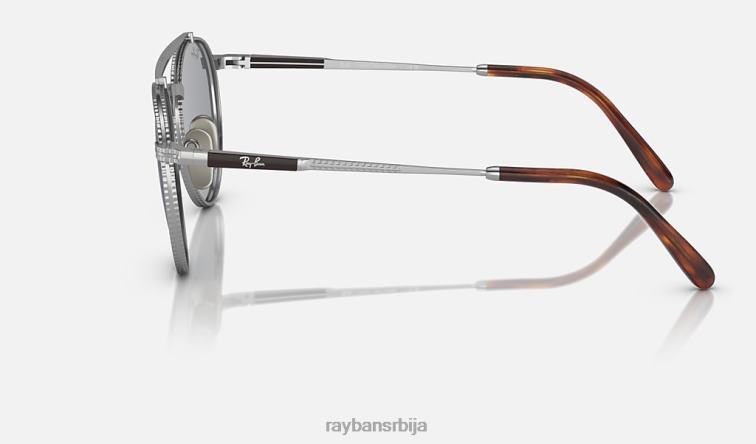 Ray-Ban роунд ии титанијум P0HP1459 наочаре за сунце полирано сребрно/сиво плаво мушкарци
