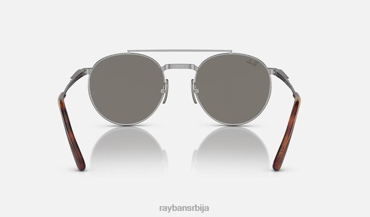 Ray-Ban роунд ии титанијум P0HP1459 наочаре за сунце полирано сребрно/сиво плаво мушкарци