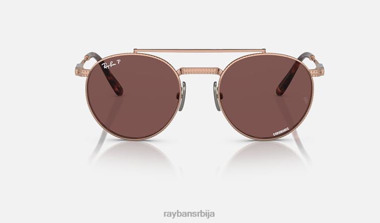 Ray-Ban роунд ии титанијум P0HP1460 наочаре за сунце полирано ружичасто злато/тамно љубичаста мушкарци