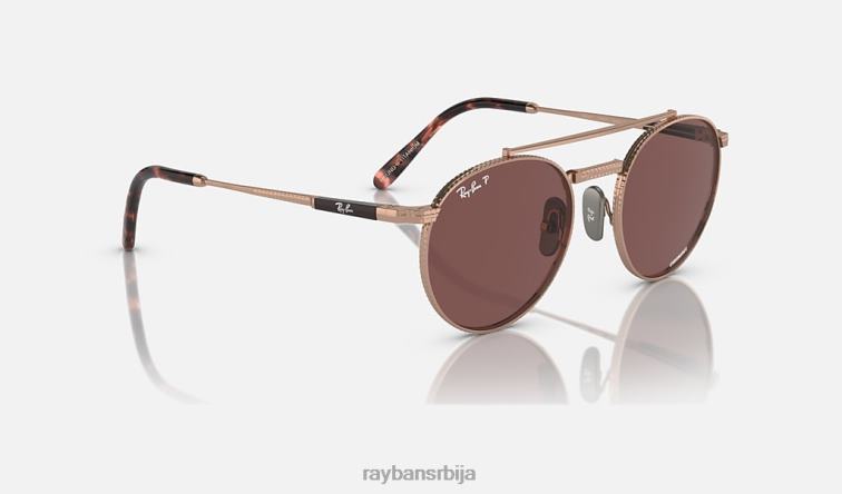 Ray-Ban роунд ии титанијум P0HP1460 наочаре за сунце полирано ружичасто злато/тамно љубичаста мушкарци